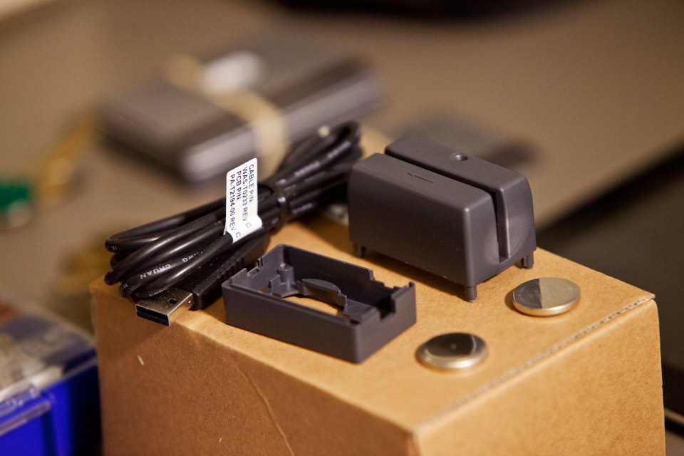 Credit card skimmers and other equipment seized in identity theft investigation.