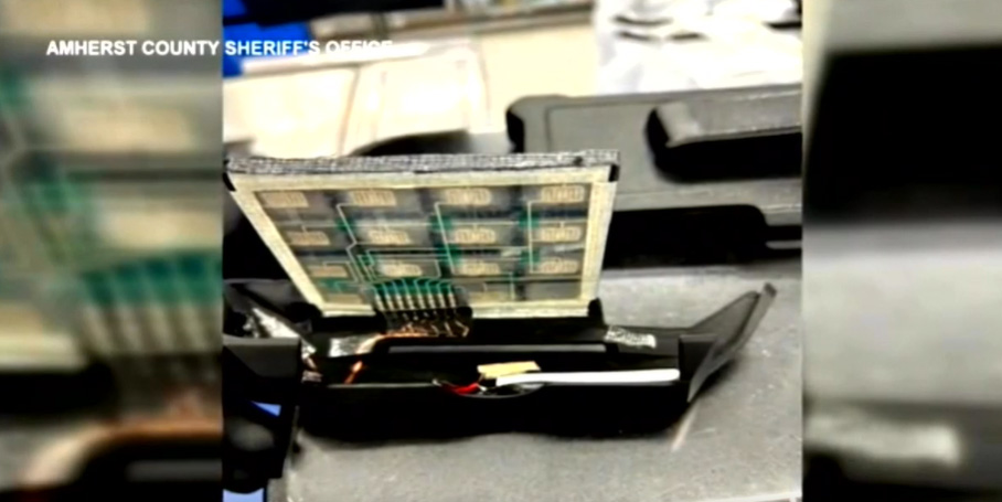 Close-up of a card skimmer device.