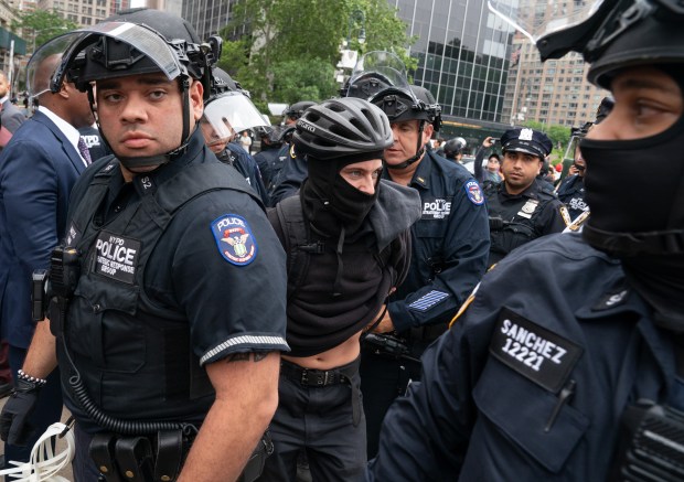 Counter ICE demonstrators protest near 26 Federal Plaza Monday, June 9, 2025 in the Manhattan, New York. (Barry Williams/ New York Daily News)