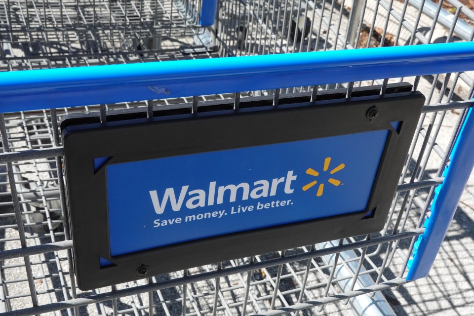 Walmart shopping cart with logo.