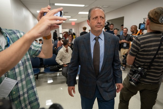 Brad Lander arrives at the Ted Weiss Federal Building on Friday, June 20, 2025 in Manhattan, New York, to observe federal agents outside an immigration court. (Barry Williams/ New York Daily News)