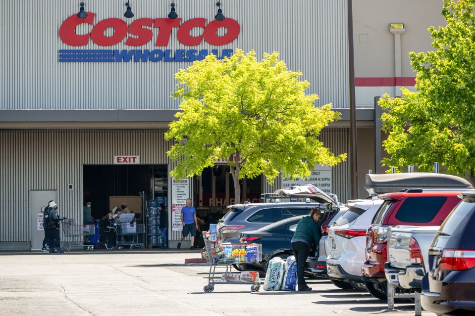 People shopping at a Costco store in Vallejo, California.