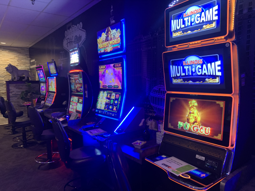 Inside one of the Niles gambling parlors targeted recently by burglars.